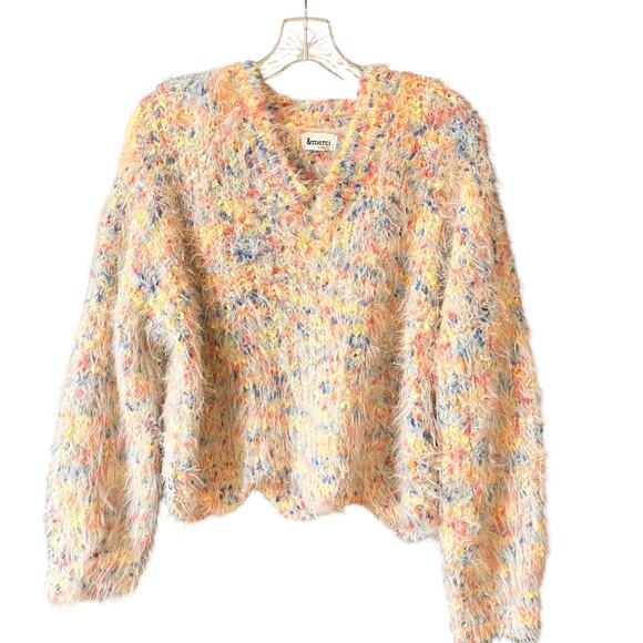 &Merci Confetti Scallop Chenille Sweater L - Picture 1 of 12